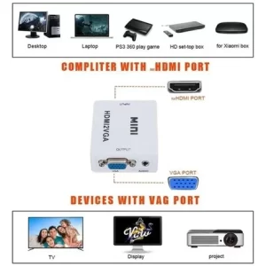 Mini Hdmi A Vga Convertidor Full Hd 1080p Proyector Tv Pc