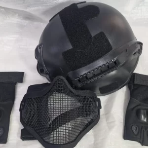 kit inicio airsoft casco mesh guantes