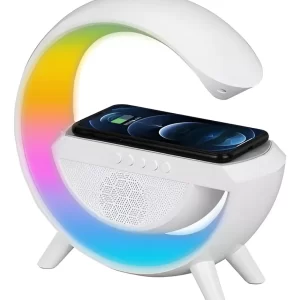 Parlante Bluetooth Con Carga Inalambrica Luces Rgb Blanco BT2301
